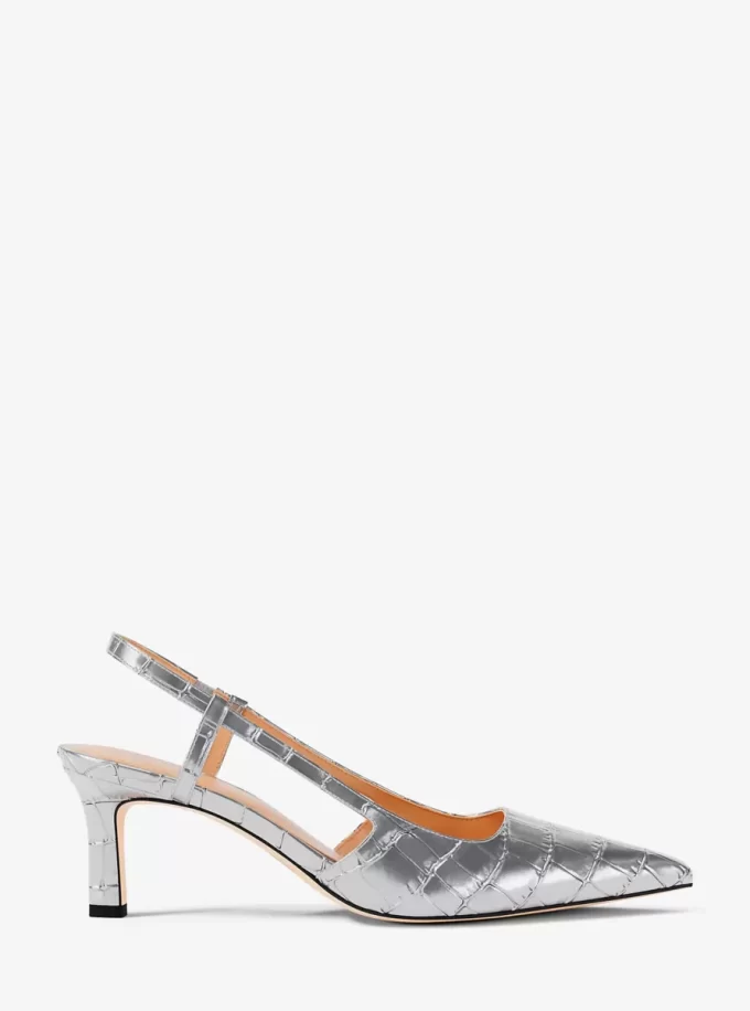 Alora Metallic Crocodile Embossed Leather Slingback Pump Alora Metallic Crocodile Embossed Leather Slingback Pump