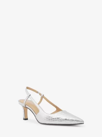 Alora Metallic Snake Embossed Leather Slingback Pump