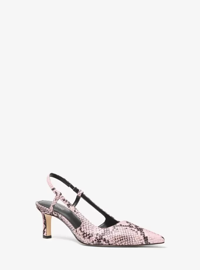 Alora Snake Embossed Leather Slingback Pump Alora Snake Embossed Leather Slingback Pump