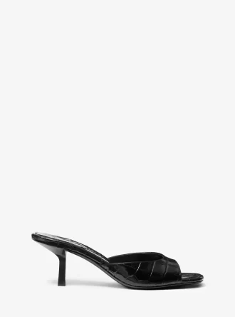 Anita Crocodile Embossed Leather Sandal