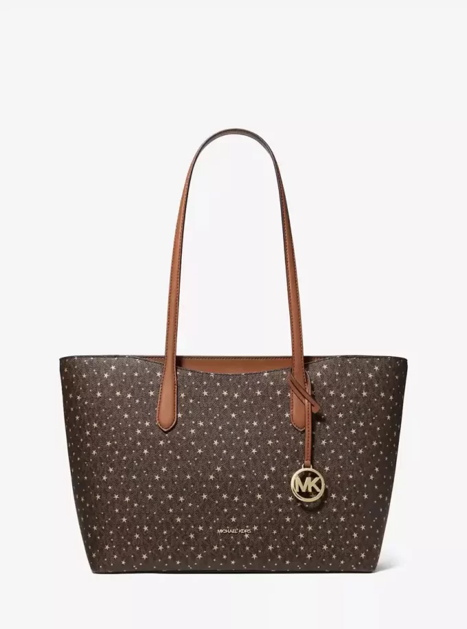 Arden Large Printed Signature Logo Top-Zip Tote Bag Arden Large Printed Signature Logo Top-Zip Tote Bag