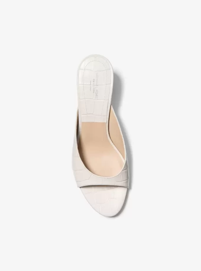 Arianna Crocodile Embossed Leather Mule