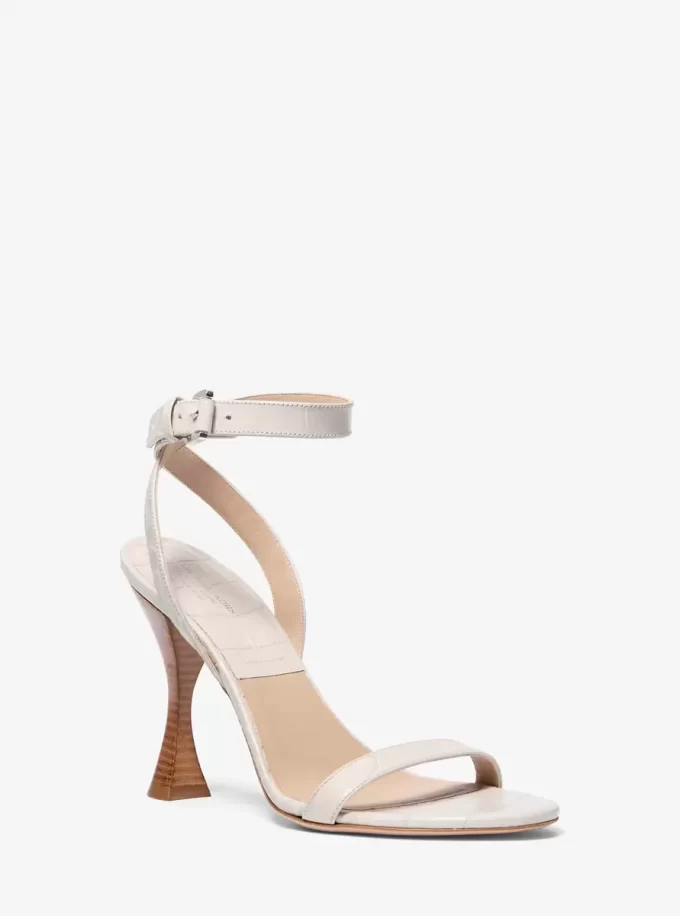 Bianca Crocodile Embossed Leather Sandal