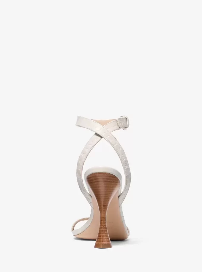 Bianca Crocodile Embossed Leather Sandal