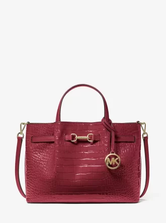 Carson Medium Crocodile Embossed Satchel