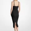 Chain Ribbed Stretch Knit Midi Dress