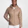 Chevron Logo Print Quilted Nylon Reversible Jacket