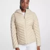 Chevron Logo Print Quilted Nylon Reversible Jacket
