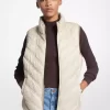 Chevron Quilted Logo Print and Nylon Packable Vest