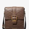Colby Logo Embossed Burnished Leather Messenger Bag Colby Logo Embossed Burnished Leather Messenger Bag