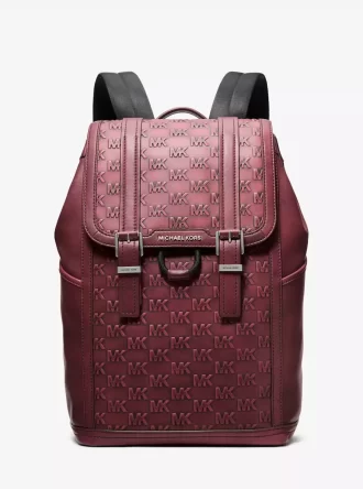 Colby Medium Logo Embossed Burnished Leather Backpack