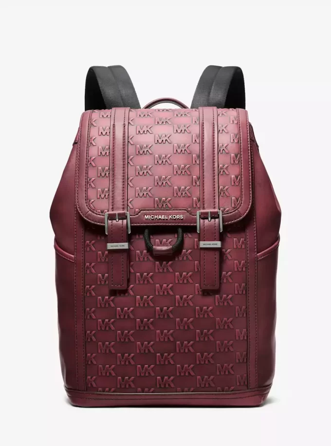 Colby Medium Logo Embossed Burnished Leather Backpack Colby Medium Logo Embossed Burnished Leather Backpack