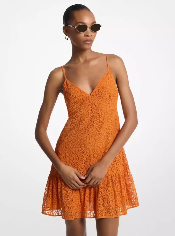 Corded Floral Lace Mini Slip Dress