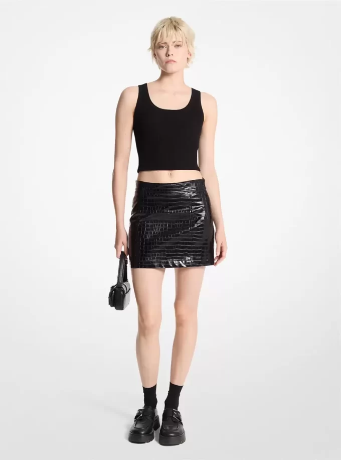 Crocodile Embossed Mini Skirt Crocodile Embossed Mini Skirt