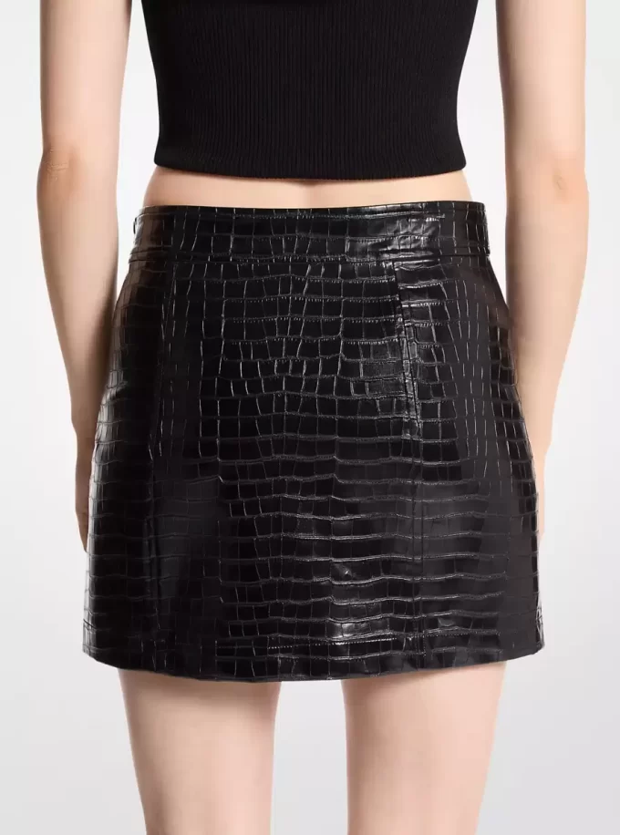 Crocodile Embossed Mini Skirt Crocodile Embossed Mini Skirt