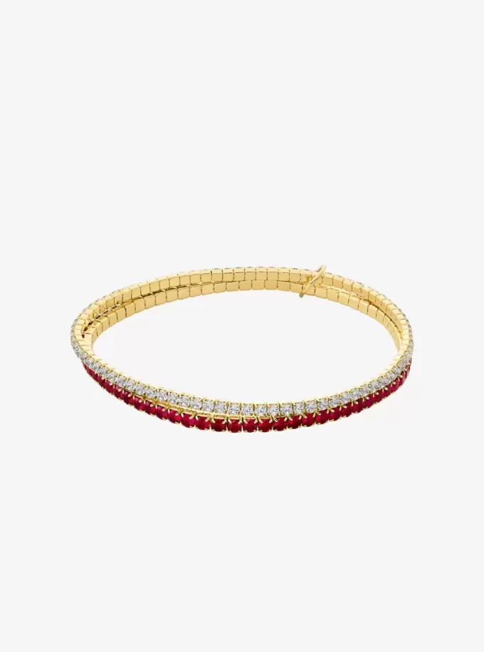 Cubic Zirconia Double Wrap Stretch Tennis Bracelet