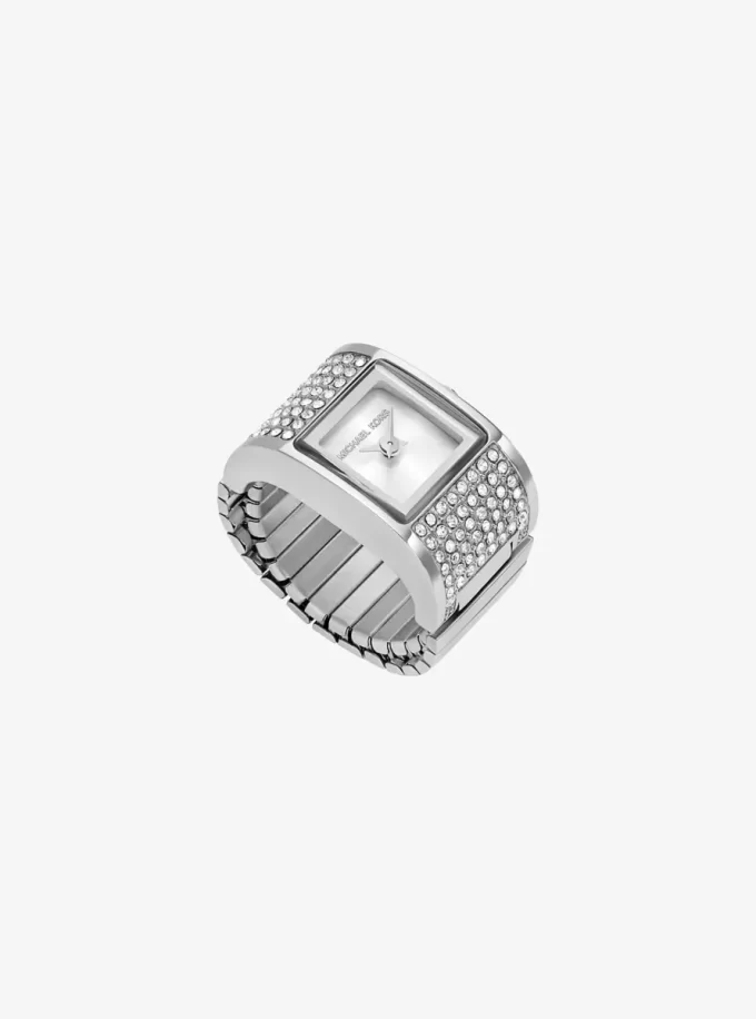 Darrington Pavé Silver-Tone Ring Watch Darrington Pavé Silver-Tone Ring Watch