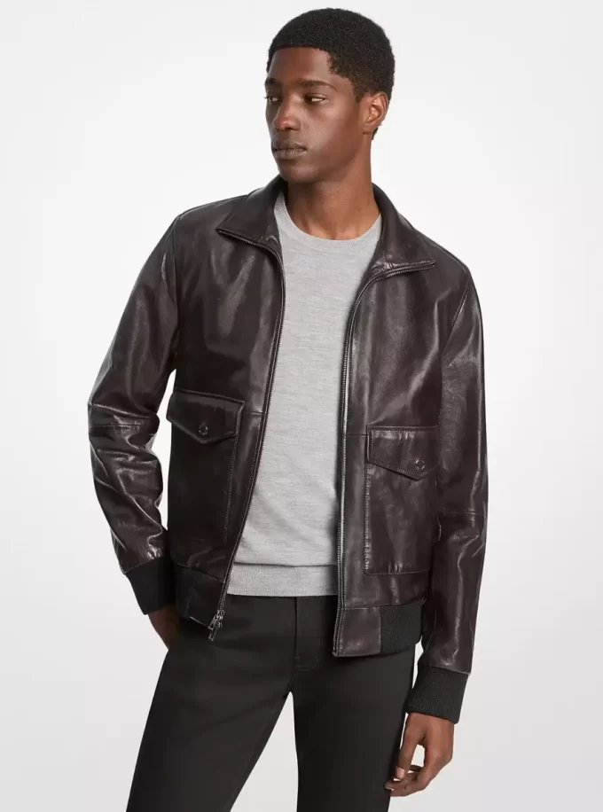 Distressed Leather Harrington Jacket Distressed Leather Harrington Jacket