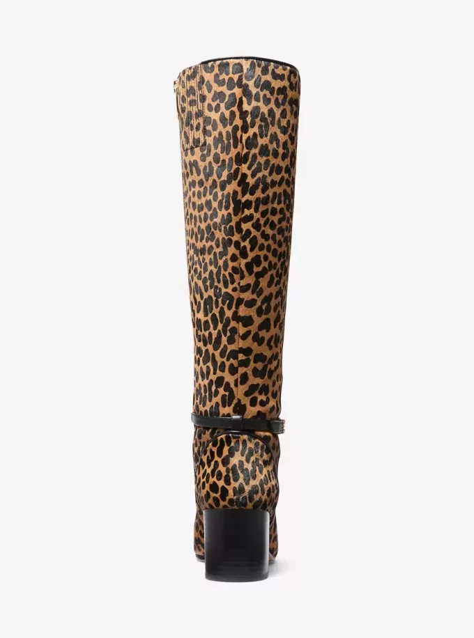 Ella Leopard Print Calf Hair Block Heel Boot