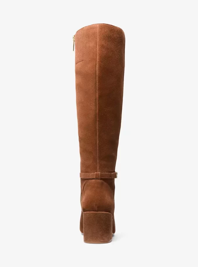 Ella Suede Wide Calf Block Heel Boot