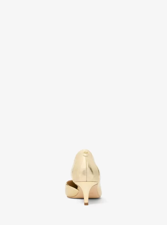 Elyse Crackled Metallic Leather Kitten Pump
