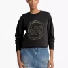 Embellished Logo Cotton Blend Sweatshirt