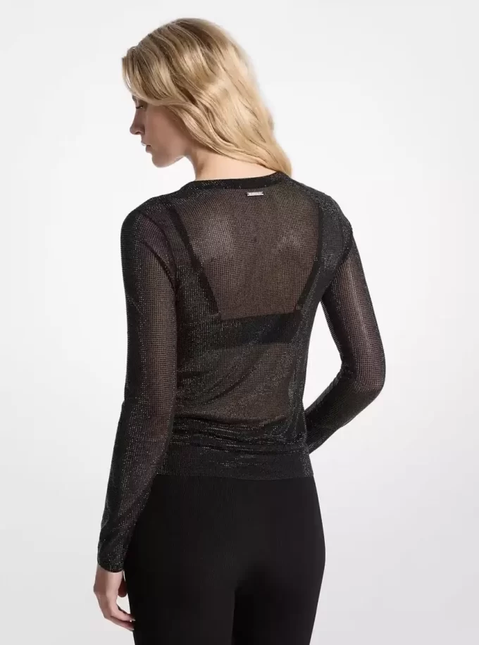 Embellished Mesh Top
