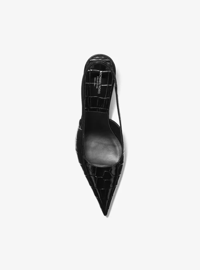 Emma Crocodile Embossed Leather Slingback Pump