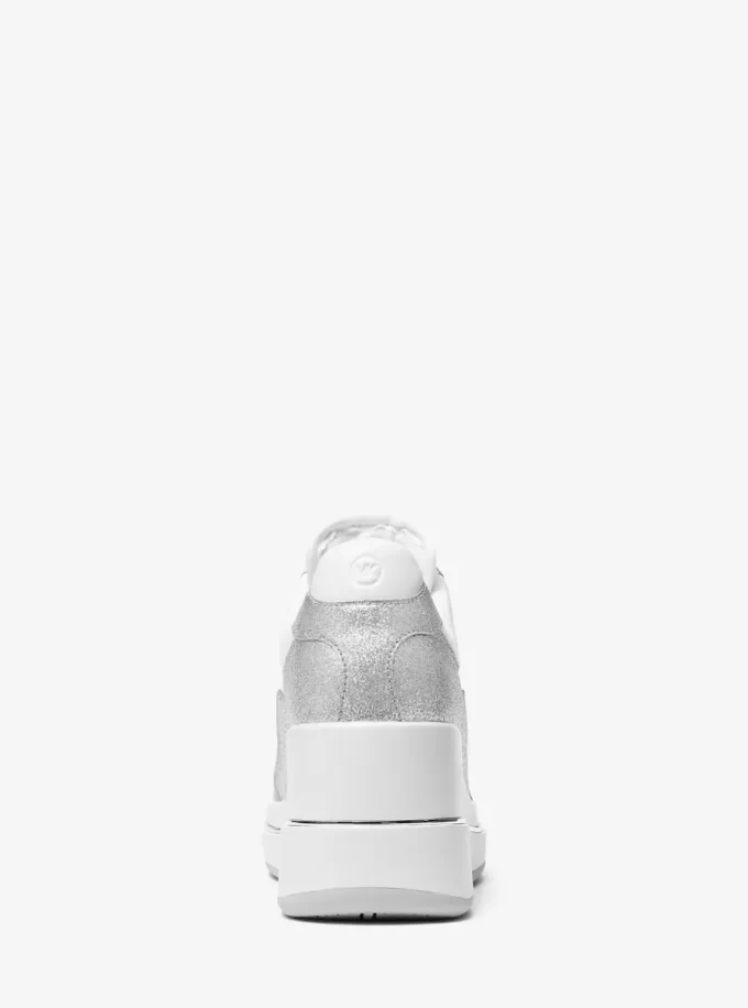 Emmy Glitter Embellished Leather Wedge Trainer Emmy Glitter Embellished Leather Wedge Trainer