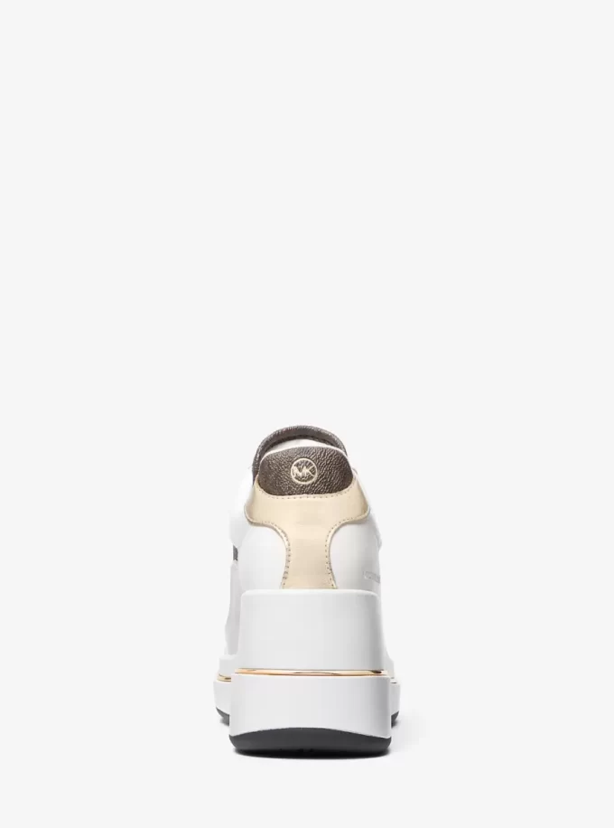 Emmy Signature Logo and Leather Wedge Trainer