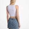 Empire Diamond Print Denim Skirt