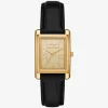 Essex Gold-Tone and Crocodile Embossed Leather Watch