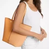 Flora Large Signature Logo and Leather Tote Bag
