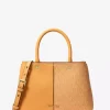 Flora Medium Signature Logo and Leather Satchel