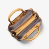 Flora Medium Signature Logo and Leather Satchel