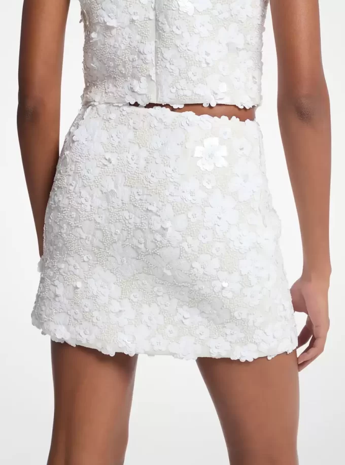 Floral Embellished Scuba Skirt Floral Embellished Scuba Skirt
