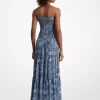 Floral Print Georgette Smocked Tiered Dress