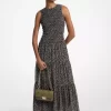 Floral Print Smocked Georgette Maxi Dress