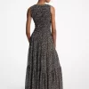 Floral Print Smocked Georgette Maxi Dress