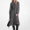 Floral Print Smocked Georgette Shirtdress
