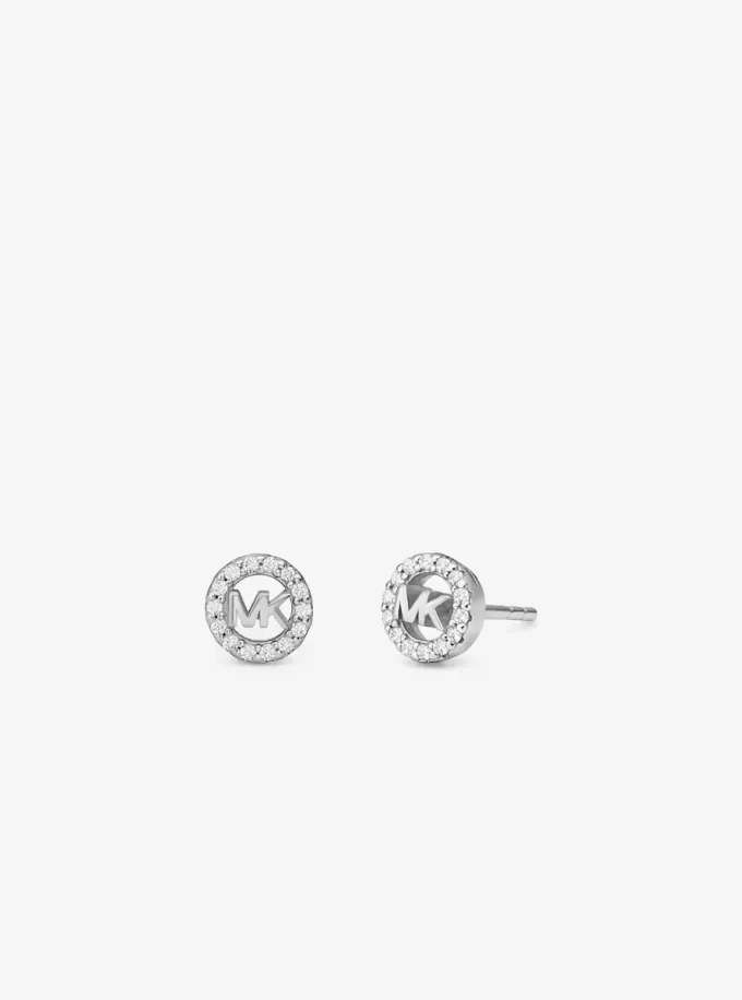 Fulton Precious-Metal Plated Sterling Silver Pavé Logo Charm Stud Earrings Fulton Precious-Metal Plated Sterling Silver Pavé Logo Charm Stud Earrings