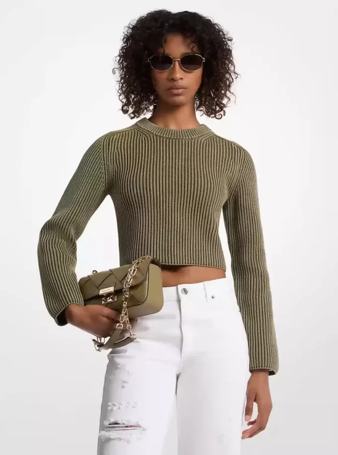Garment-Dyed Ribbed Cotton Cropped Sweater Garment-Dyed Ribbed Cotton Cropped Sweater