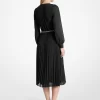 Georgette Belted Pleated Shirtdress