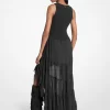 Georgette Smocked High-Low Dress