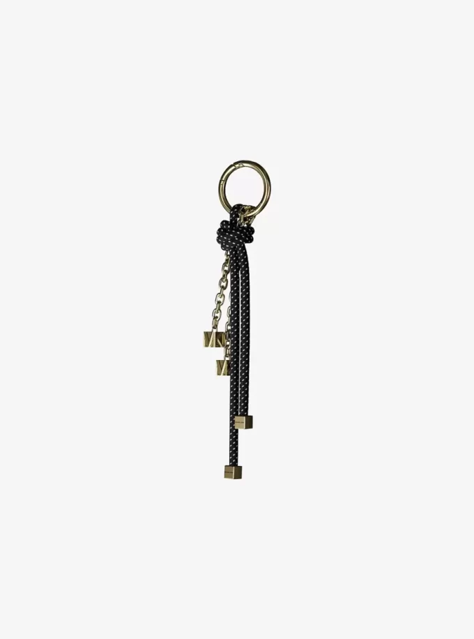 Gold-Tone and Speckled Cord Bag Charm