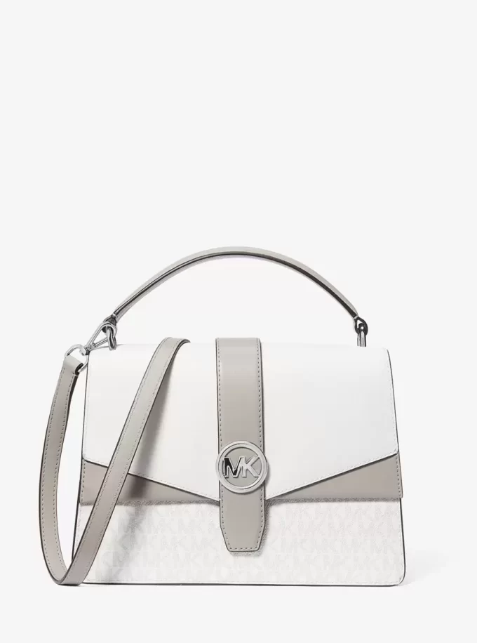 Greenwich Medium Color-Block and Signature Logo Satchel Greenwich Medium Color-Block and Signature Logo Satchel