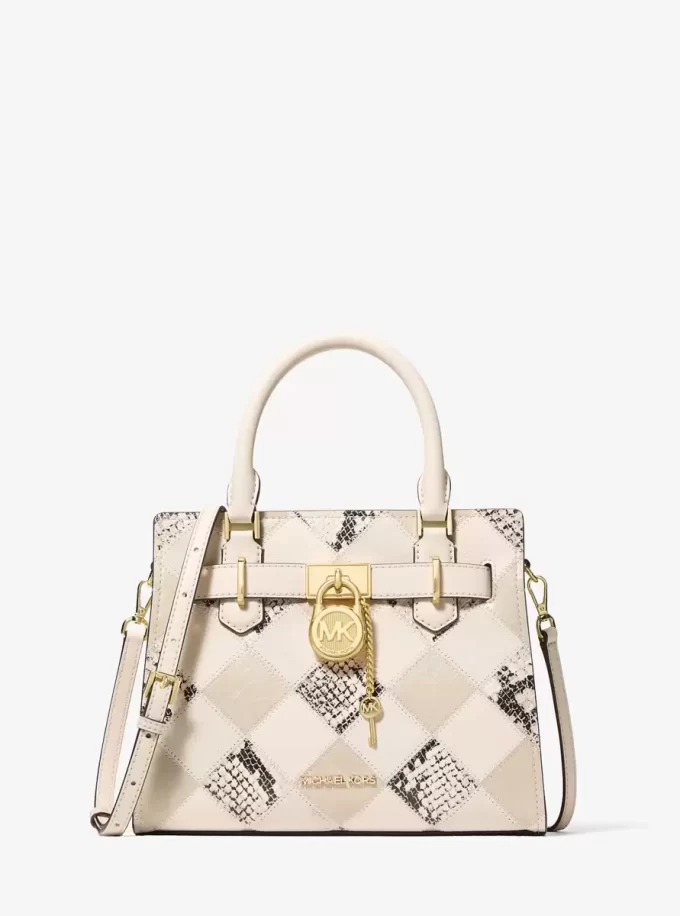 Hamilton Small Patchwork and Snake Embossed Satchel Hamilton Small Patchwork and Snake Embossed Satchel