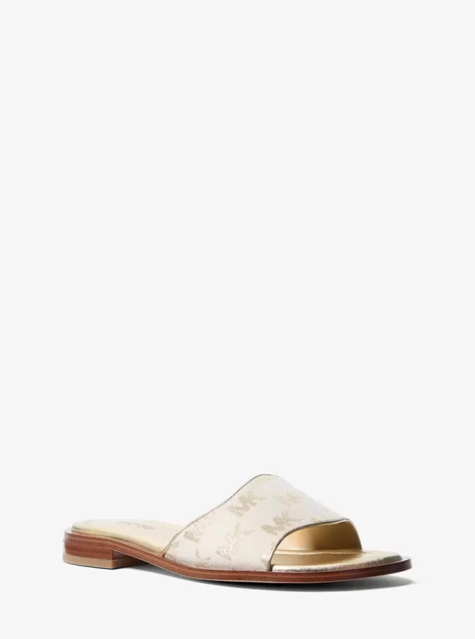 Hannah Metallic Logo Jacquard Slide Sandal