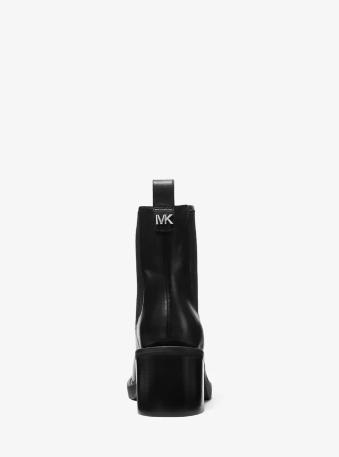 Houston Leather Block Heel Ankle Boot Houston Leather Block Heel Ankle Boot