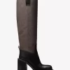 Houston Signature Logo and Leather Block Heel Boot